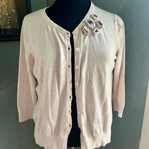 Early 2000s Old Navy Cream Cardigan Button up Sweater w/ Floral Detail Sz L